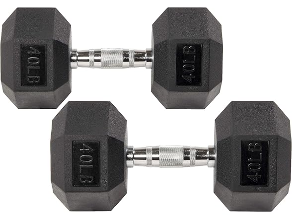 Fitvids 2nd Gen Rubber Coated Dumbbell, 40lbs, Pair