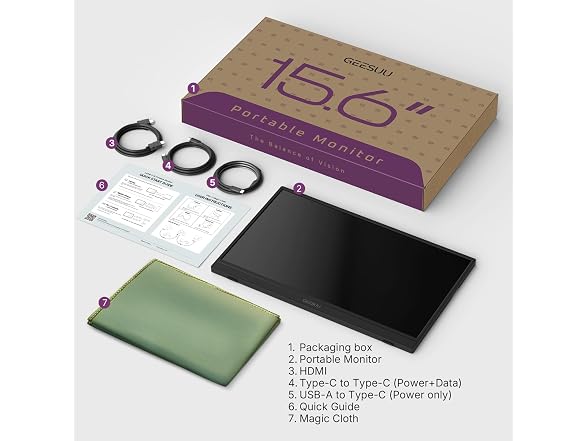 GEESUU Portable Monitor 15.6" FHD IPS
