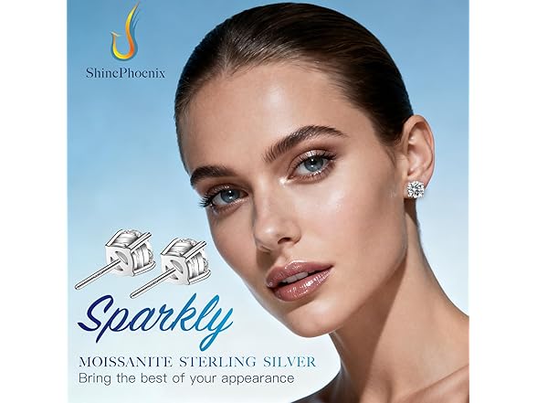 1 ct Moissanite Stud Earrings Silver