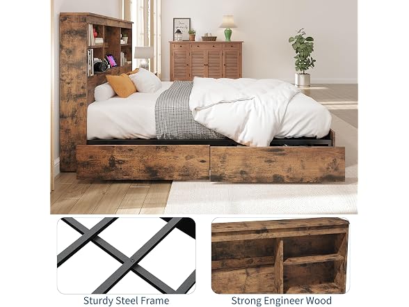 GarveeHome King Size Bed Frame