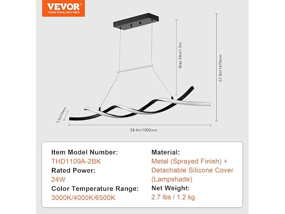 Modern Chandelier Light Fixtures, 24W, Dimmable