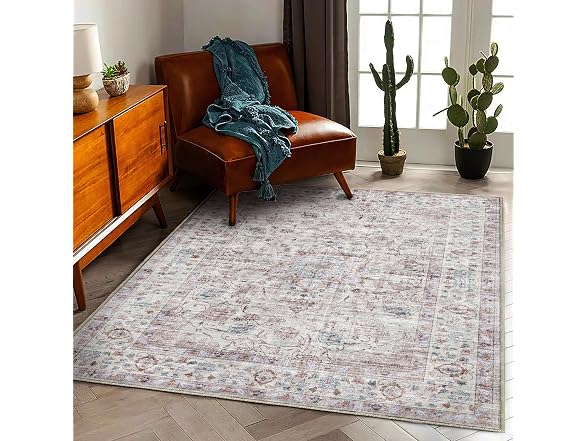 CHAMPLANT Purple/Red Flowers Rug 5'x7'