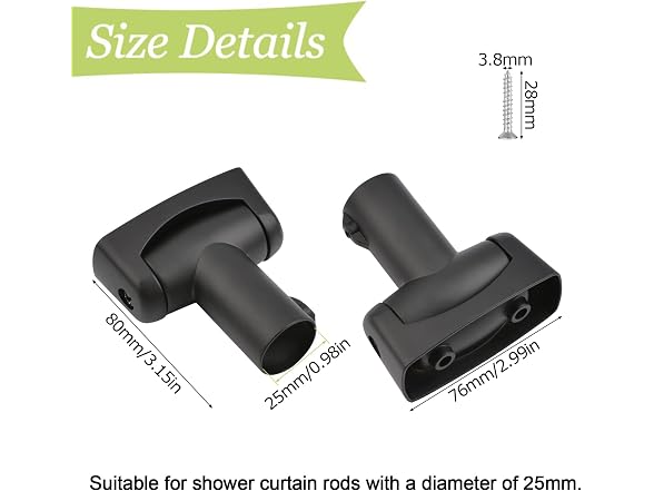 Shower Curtain Rod Bracket, 2Pcs Zinc Alloy S