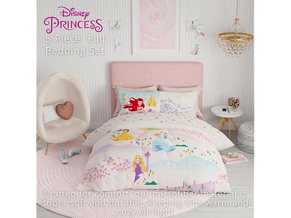 Franco Disney Princess Kids Bedding 5PC Set- Full