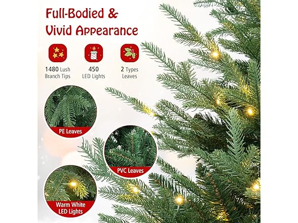 Goplus 8ft Pre-lit Artificial Christmas Tree