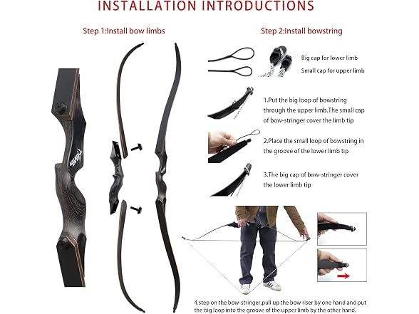 Obert Black Hunter 60" Archery Takedown Recurve Bow Left Hand - Gallery 5