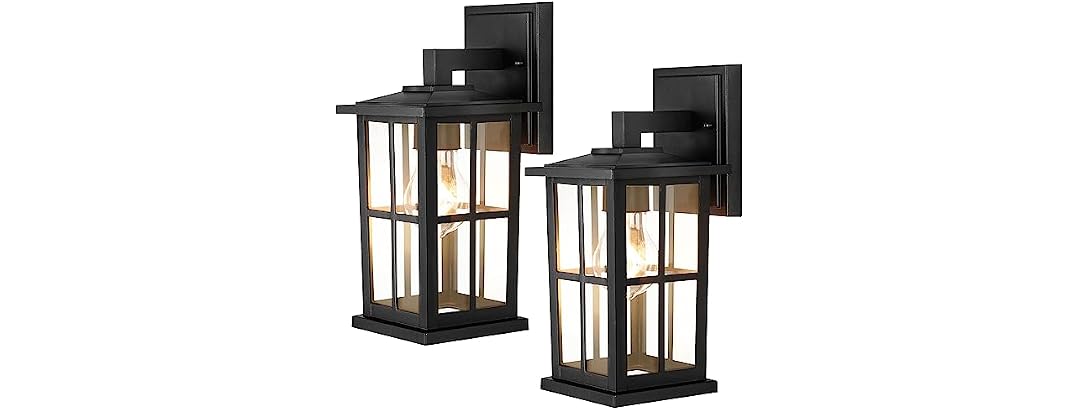 2-Pack Outdoor Wall Light Fixtures, Exterior Porch Lights, Black