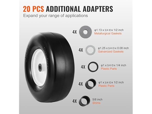 Lawn Mower Tires with Rim, 13x5-6" Tubeless