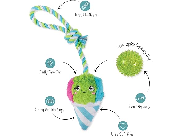 Fringe Fringe Studio Plush Dog Toy with Rope