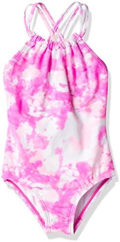 Kanu Surf Girls' Jasmine Beach Sport Halter One Piece Swimsuit, Seafoam Pink, 12