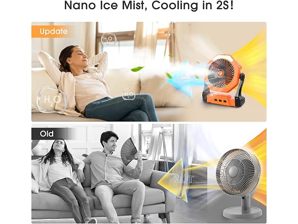 AUSIC Portable Misting Camping Fan, 8"