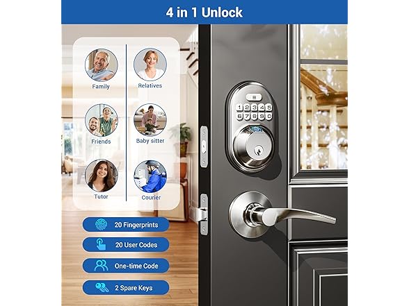 VEISE RZ02B Fingerprint Deadbolt with Levers Black