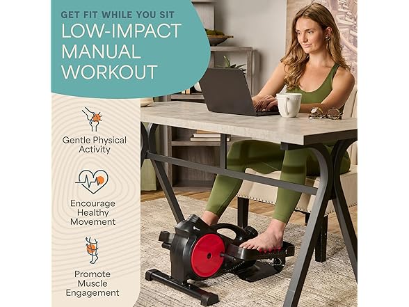 Lifepro FlexStrideRed Under Desk Elliptical Machine with Red Light Therapy