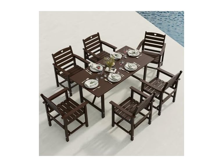 Orbcove Dining7-mahogany Patio Table and Chairs Set - M