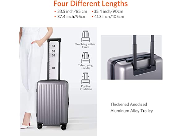 NINETYGO P21120Z1 20inch Carry On Luggage 22x14x9 Gray (Open Box)