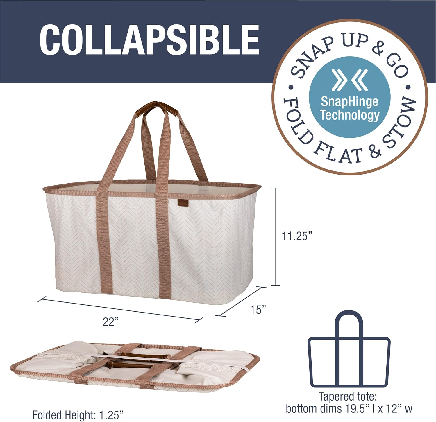 CleverMade Collapsible Laundry Tote 2PK, Beige - Gallery 9
