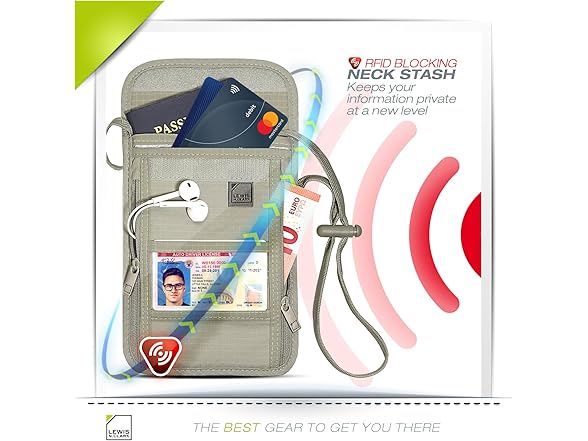 Lewis N. Clark RFID Blocking Stash Neck Wallet 739559