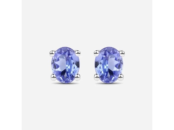 Yeidid Sterling Silver Oval Cut Tanzanite Quartz Stud Earrings