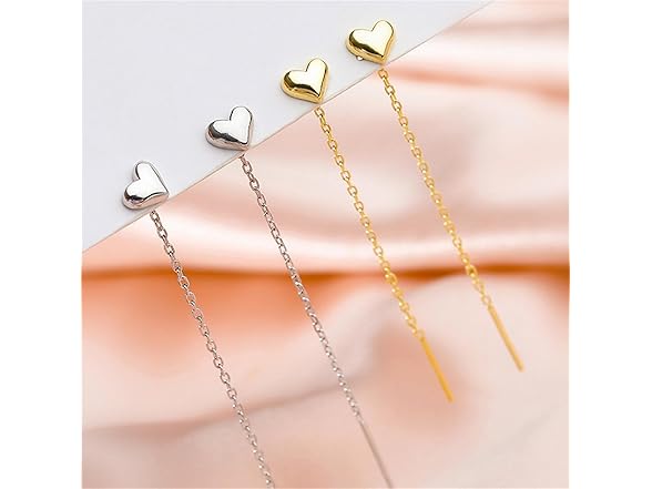 Heart Threader Chain Earrings