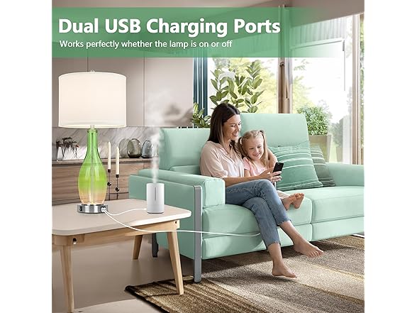 BesLowe Tall Glass Table Lamps Set of 2