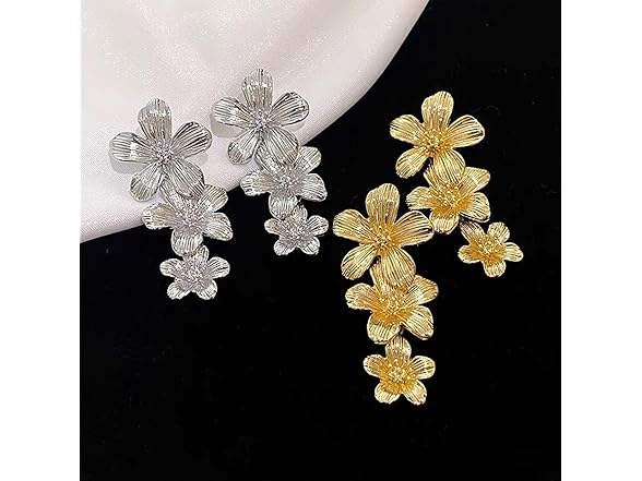 ZZFENGKR Bohemian Flower Earrings for Women 18K G