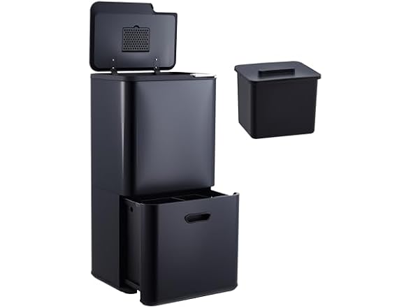 MOVECOM 16 Gal Pull-Out Compost Bin Blac