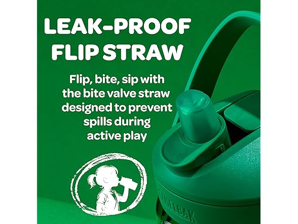 CamelBak Crayola Flip Straw Bottle, 14oz, Green