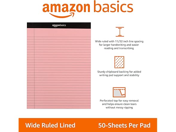 Wide Ruled 8.5 x 11.75-Inch Lined Writing Note Pads - 6-Pack