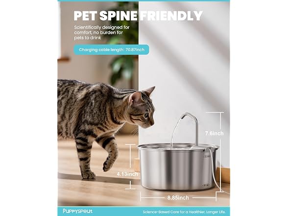 Cat Water Fountain Stainless Steel - 108oz/3.2L