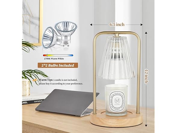 Candle Warmer Lamp with Timer, 2 Pack