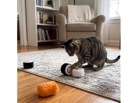 SPOT Sushi Roll Take-Out Cat Toys, Catnip