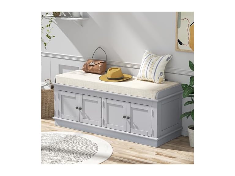 MODCART Storage Bench 4 Doors Gray