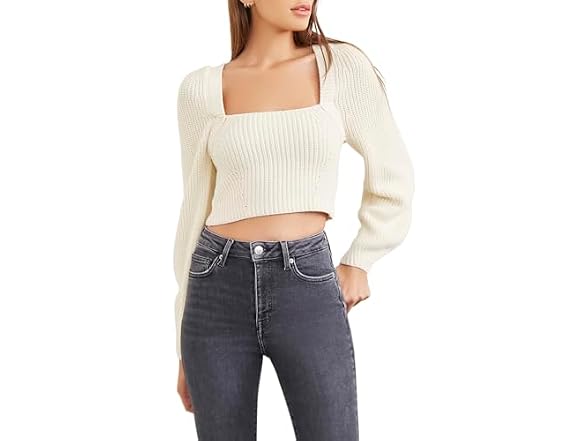 Forever 21 (L) Rib-Knit Cropped Sweater