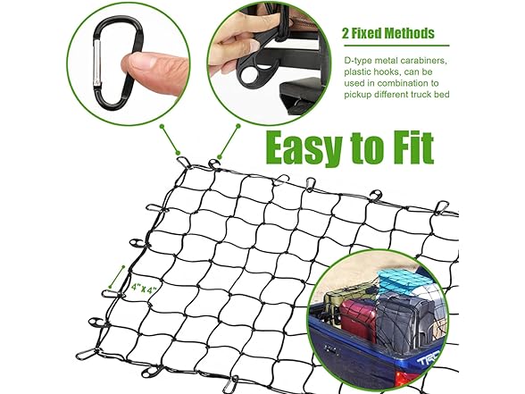 WSSROGY 4' x 6' Cargo Net Stretches to 6' x 12'