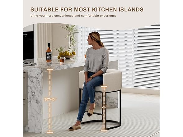 Beige 26" H Counter Height Bar Stools