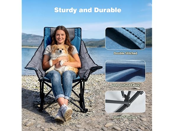 SUNNYFEEL Blue Rocking Camping Chair 500lbs