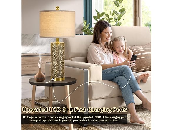 TOBUSA 27"Gold Vintage Table Lamps Set 2