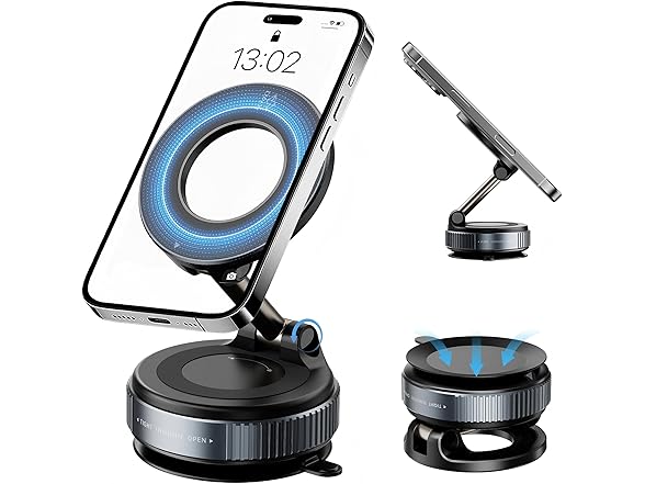 360° Adjustable Vacuum Magnetic Suction Cup Phone Mount