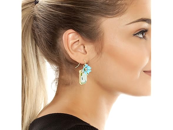 Betsey Johnson Womens Flower Gem Earrings