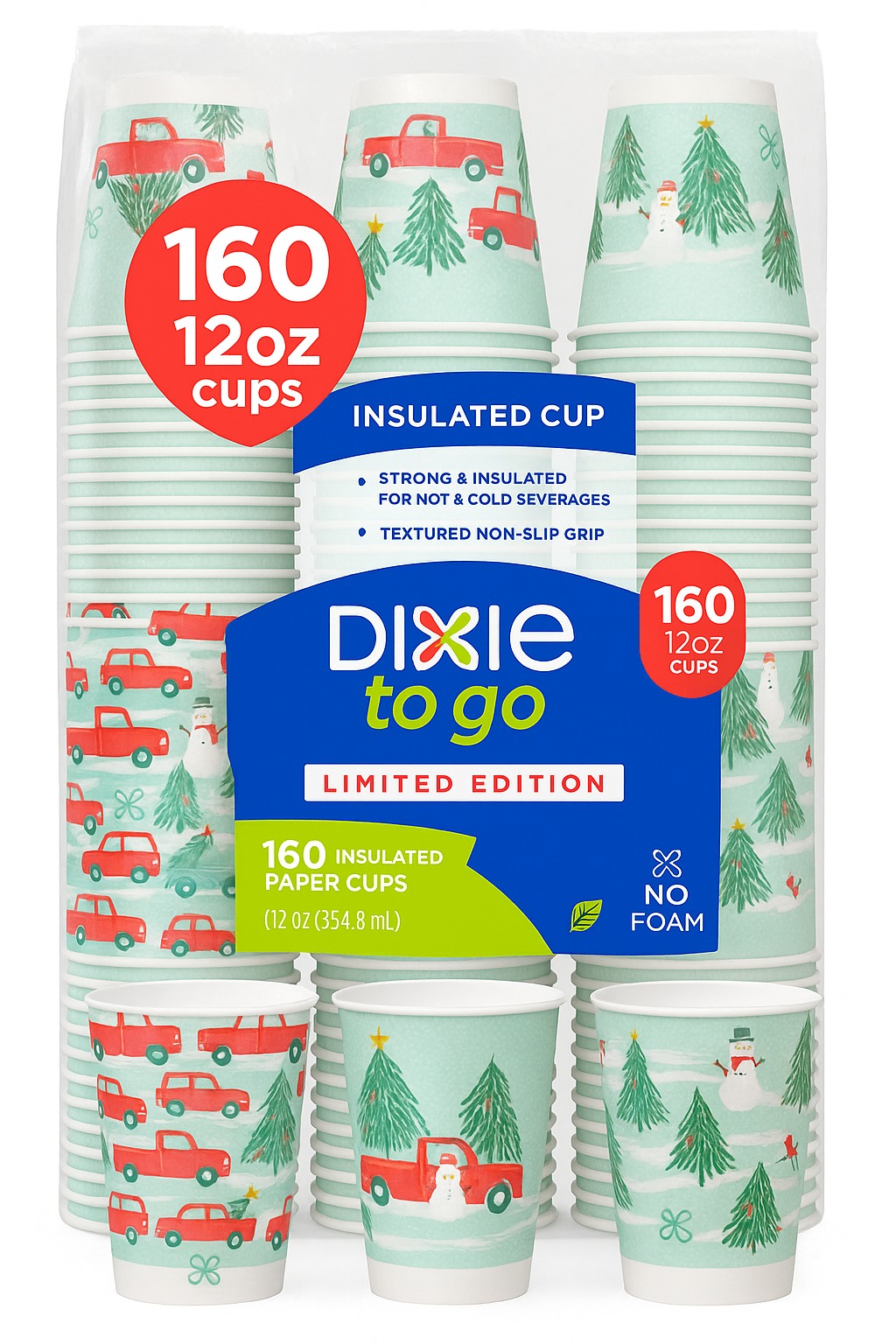160ct Holiday Winter Insulated Coffee Cups - Gallery 2