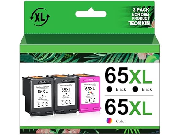 TECKKIN 65XL HP Ink Set, 3-Pack