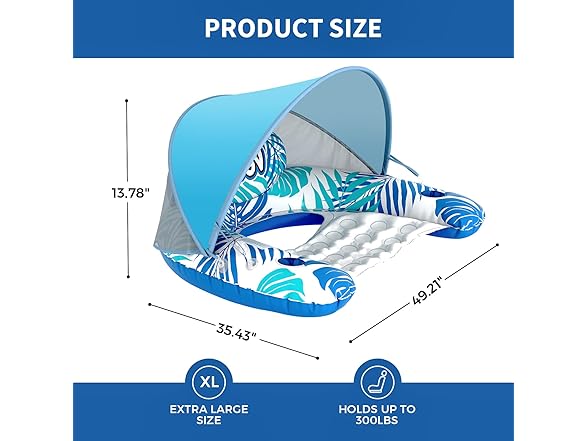 JGV Pool Float with Canopy for Adults