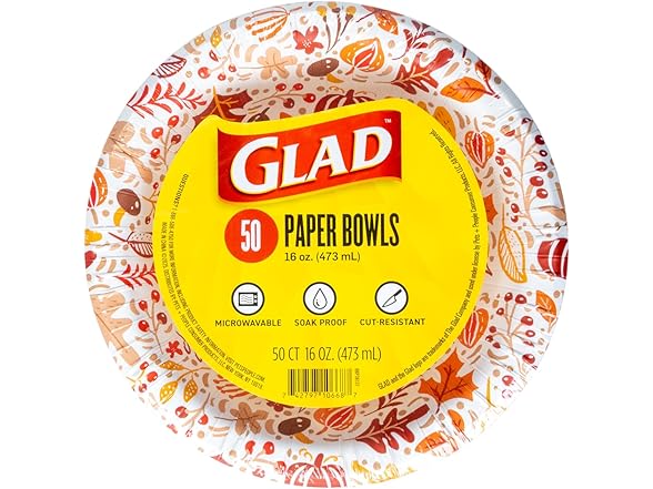Glad Glad Everyday Disposable Paper Bowls wit