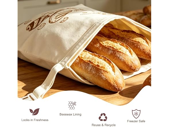 Beeswax Bread Bags 2 Pack Reusable