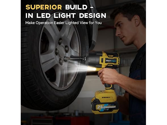 Protmex 900Ft-lbs Cordless Impact Wrench