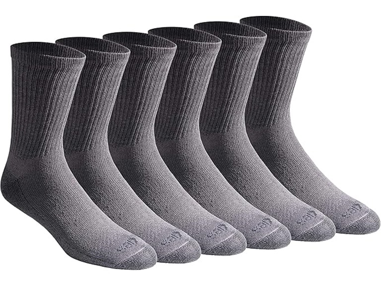 Dickies Men's Dri-Tech Mid-Crew Comfort Length Moisture Control Socks, Available in M-XL (6, 12 Pairs), Comfort Length Charcoal (6 Pairs), Large