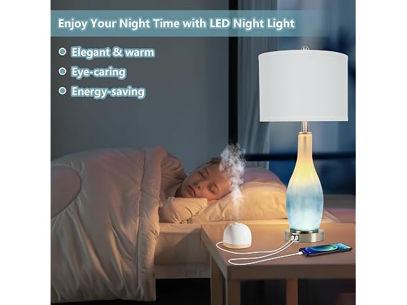 Tall Glass Table Lamps, Set of 2