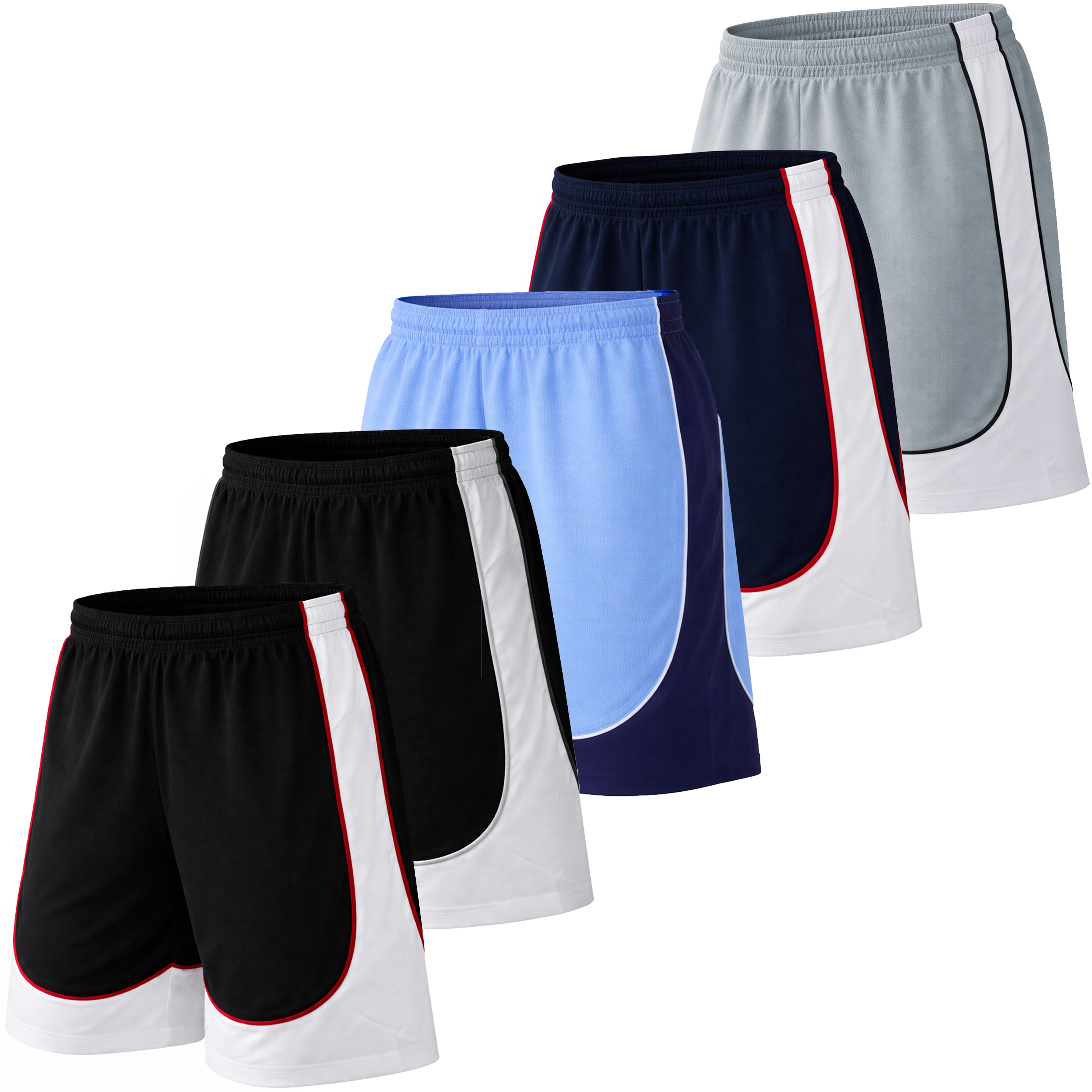 3Pk Mens Performance 2-Tone Mesh Shorts - Gallery 6