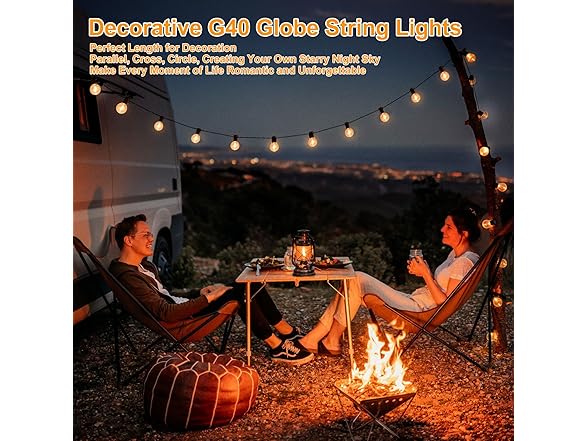 Outdoor G40 LED Globe String Lights 30Ft Dimmable