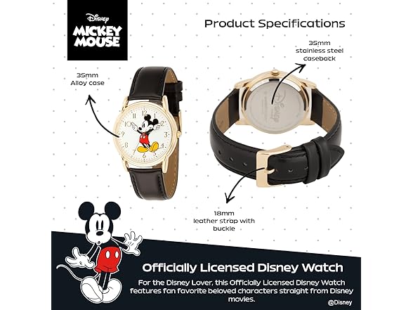 Disney Men Mickey Mouse Articulating Hands Watch